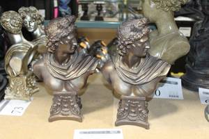 Lot of (2) Roman Male Bust Table Dcor 13