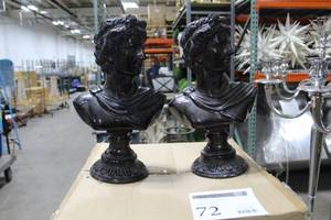 Lot of (2) Roman Male Bust Table Dcor 16