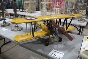 WW1 Inspired Metal Biplane Yellow