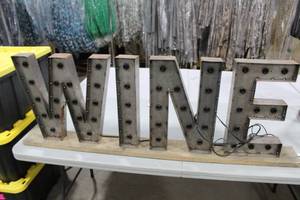 WINE Electric Metal Sign