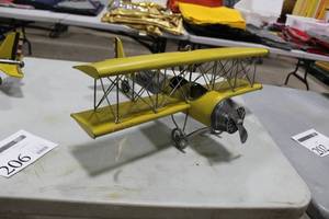 WW1 Inspired Metal Biplane Yellow