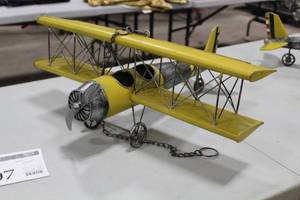 WW1 Inspired Metal Biplane Yellow