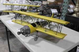 WW1 Inspired Metal Biplane Yellow