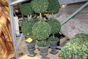Lot of (4) Fake 10 Round Tree 2-tier Plant in Planter 34