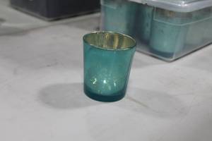 Lot of (36) Glass Candleholder 3 Teal
