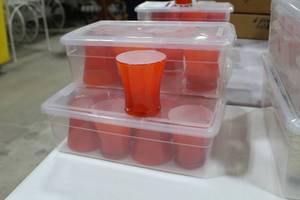 Lot of (24) Glass Candleholder 3-12 Orange