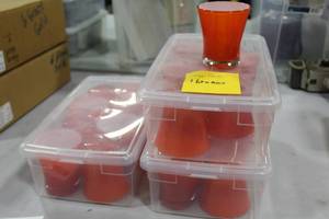 Lot of (24) Glass Candleholder 3-12 Orange