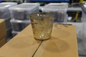 Lot of (12) Glass Candleholder 4 Gold