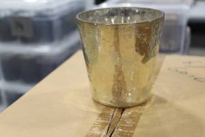Lot of (12) Glass Candleholder 4 Gold