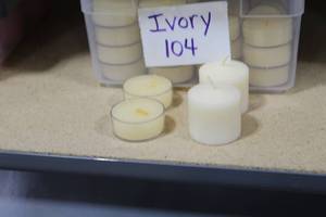 Lot of (168) Candles - Ivory 1-12Dx1-12H (x64), Ivory 1-12Dx58H (x104)