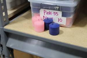 Lot of (129) Candles 1-12Dx1-12H - Navy (x74), Pink (x55)