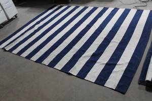 Savavie Montauk Area Rug 8x10  Flatweave 100% Cotton Navy Ivory NC-12 Stripe 101