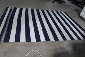 Savavie Montauk Area Rug 8x10  Flatweave 100% Cotton Navy Ivory NC-12 Stripe 101