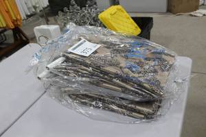 Lot of (6) Tablecloths 90x156 Gold Linen with Black Hydrangea Pattern