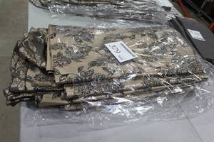 Lot of (6) Tablecloths 132D Gold Linen with Black Hydrangea Pattern