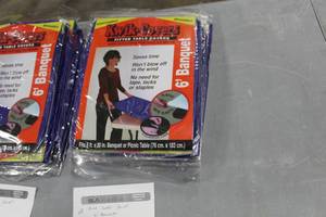 Lot of (8) Kwik Covers 6 Banquet Fitted Table Covers ReusableDisposable Blue (in package)