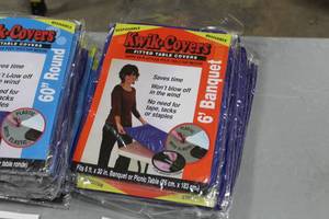 Lot of (8) Kwik Covers 6 Banquet Fitted Table Covers ReusableDisposable Blue (in package)
