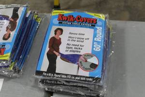 Lot of (8) Kwik Covers 60D Table Covers ReusableDisposable Blue (in package)