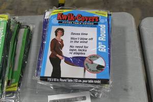Lot of (8) Kwik Covers 60D Table Covers ReusableDisposable Blue (in package)