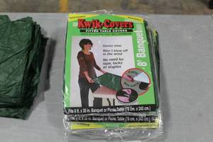 Lot of (10) Kwik Covers 8 Banquet Fitted Table Covers ReusableDisposable Green (in package)