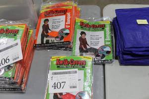 Lot of (8) Kwik Covers Banquet Fitted Table Covers ReusableDisposable (in package) - 6 Orange (x6), 8 Red (x1), 8 Black (x1)