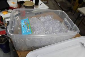 Lot of (1 Bin) Tablecloth Clips Clear