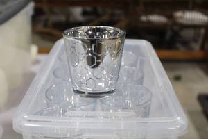 Lot of (24) Glass Candleholder 3 Silver