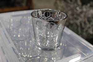 Lot of (24) Glass Candleholder 3 Silver