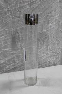 Lot of (5) Clear Glass Cylinder Table Decor 31 with Silver Mirror Band