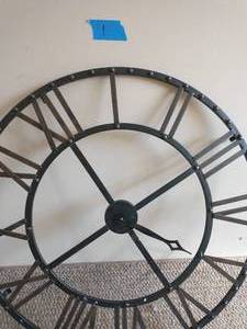 Oversized Black and Bronze Metal Wall Clock