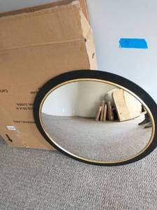 Medium Round Black & Gold Convex Classic Accent Mirror (28 in. Diameter)