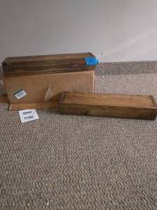 Artisan Haute 6in x 24in x 3.5in Dark Walnut Pine Wood Floating Box Set of Two Decorative Wall Shelf Set