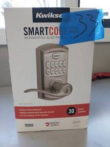 Kwickset 917 SmartCode Satin Nickel Electronic Single-Cylinder Tustin Door Lever Featuring SmartKey Security