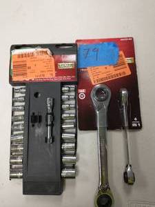 HUSKY 14 in. Drive Ratchet SAEMetric Standard Socket Set AND 1 HUSKY SAE Quad Drive Ratcheting Wrench Set (2-Piece)