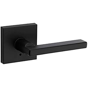 KWICKSET Halifax Matte Black Square Keyed Entry Door Lever featuring SmartKey Security