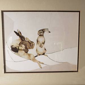 lot 155 image: Four Playful Bunny Rabbit Framed Print by S. Wickstrom