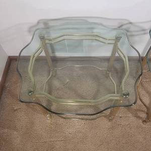 lot 169 image: Vintage Brass and Glass Top Side Tables