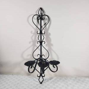 lot 175 image: Rustic Triple Iron Candleholder, wallmount