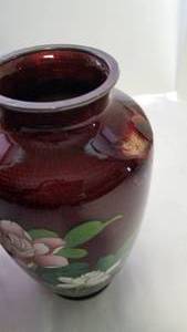 lot 91 image: Candy Apple Red Cloisonne Vases, pair