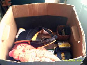 box of drill bits and metal boxs wi...