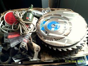 box with lots of saw blades, sawzal...