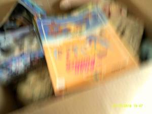box of vintage stuffed animals and ...