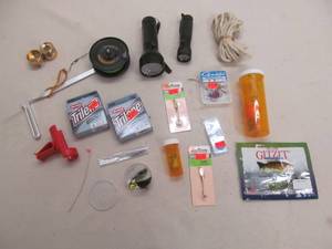 lot 252 image: flashlights, line, rope, lures, etc.