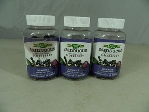 3 New 60 Count Bottles of Sambucus Elderberry Gummies
