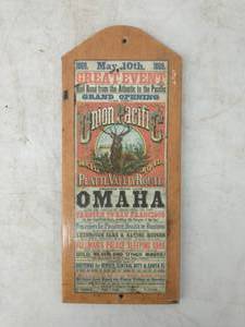 lot 24 image: Union Pacific Railroad Commemorative Wooden Sign