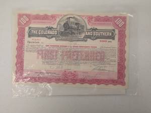 lot 28 image: The Colorado And Southern Railway Company Stock Certificate