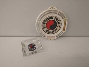 lot 32 image: Northern Pacific Railway Ashtray and Thermometer