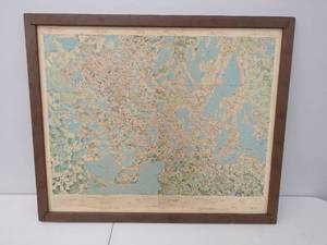 lot 115 image: Framed Vintage Map of MN Lakes