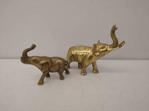 lot 108 image: Two Vintage Brass Elephants