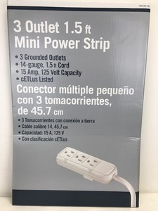 NEW 3-Outlet 1.5 FT Mini Power Strips (Case of 108 Units)